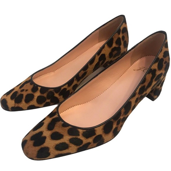 J. Crew Kate Pumps in Leopard Calf Hair Block Heel - Picture 4 of 9